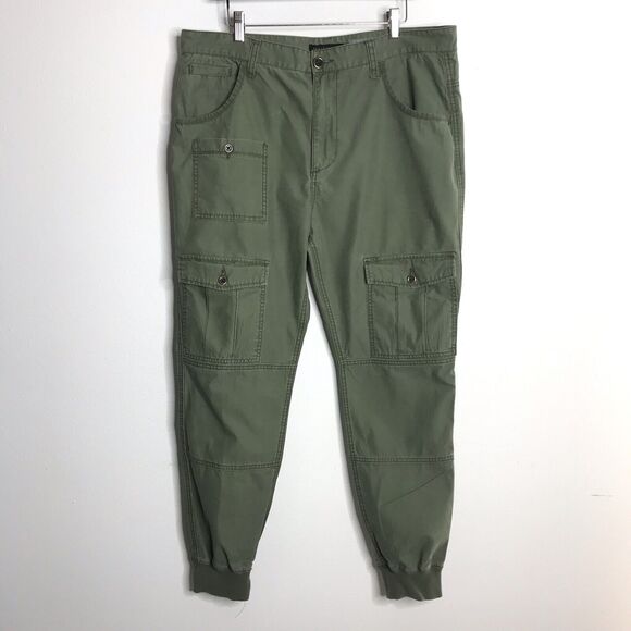 Aeropostale Pant Mens Jogger Size Labeled 36 (37x28) Green Cotton Button Front - Picture 1 of 12